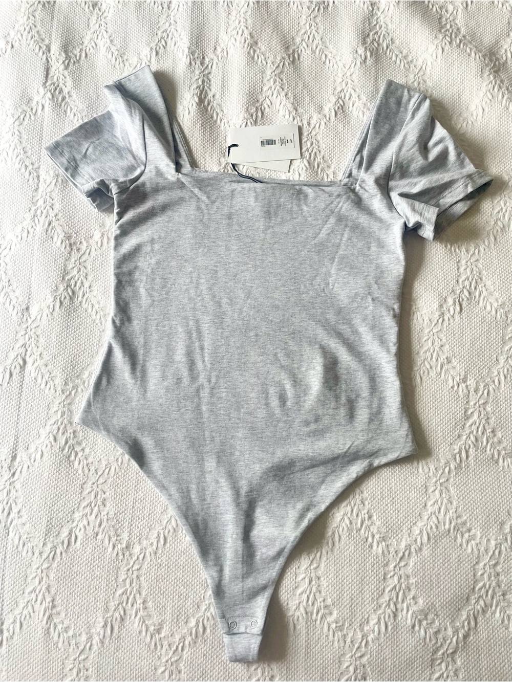 Aritzia Heather Casual Contour Square Neck Bodysuit Heather Chrome size M NWT